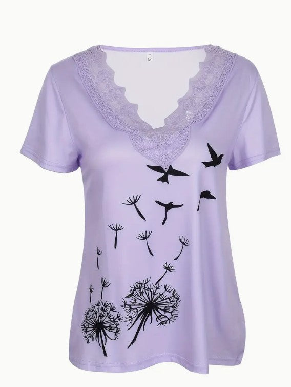 Eloria Lace Dandelion Print Tee