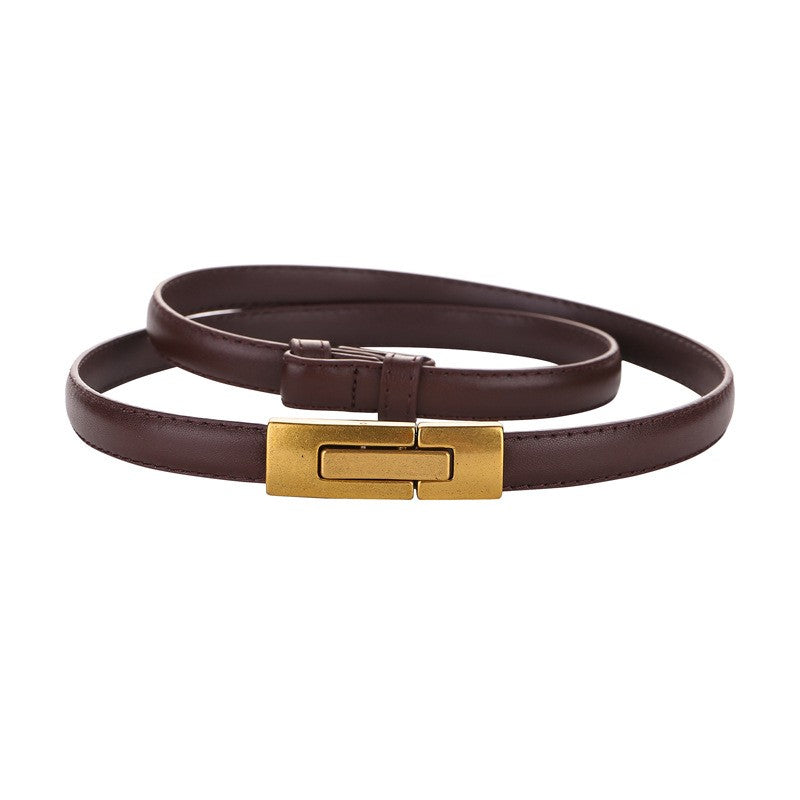 Calira Slim Leather Buckle Belt