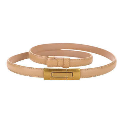 Calira Slim Leather Buckle Belt