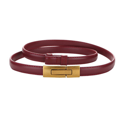 Calira Slim Leather Buckle Belt