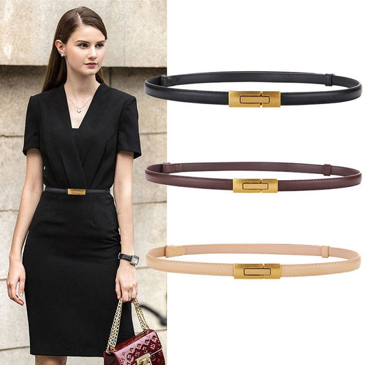 Calira Slim Leather Buckle Belt