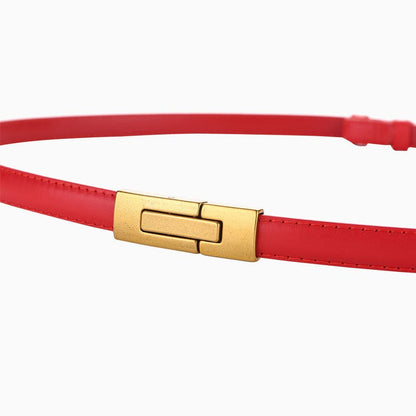 Calira Slim Leather Buckle Belt