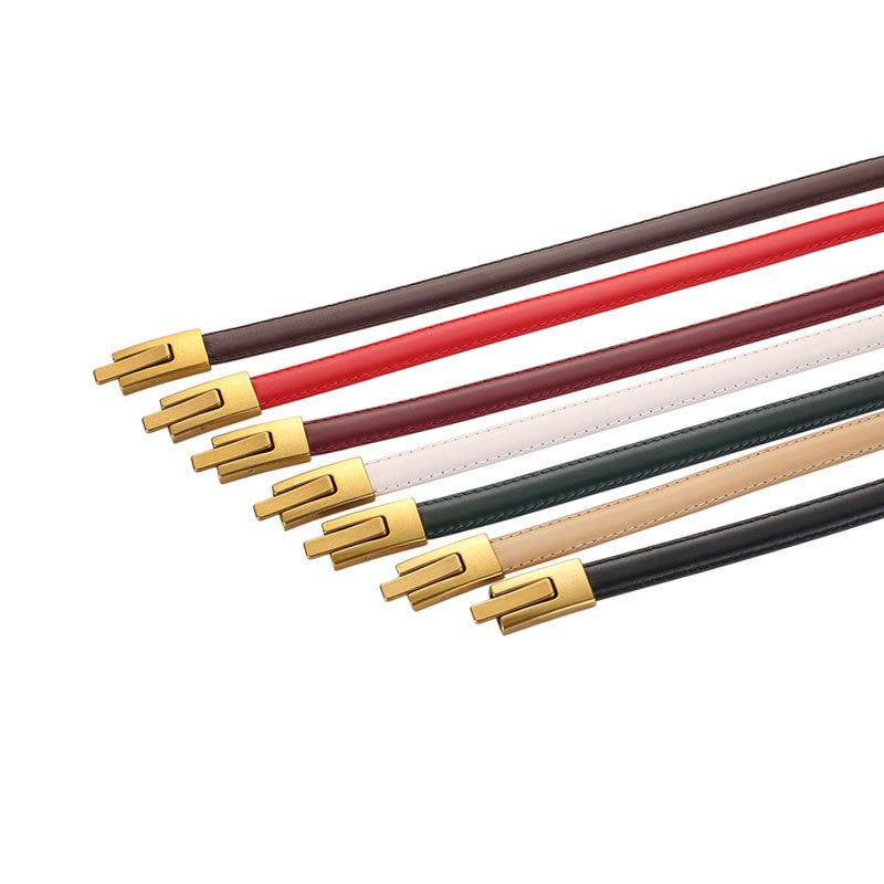 Calira Slim Leather Buckle Belt