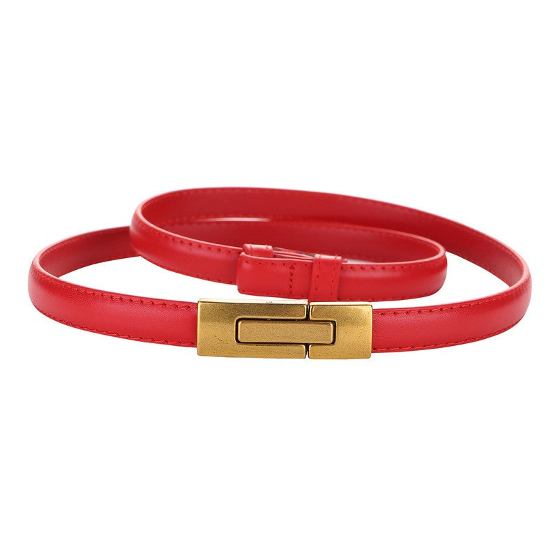 Calira Slim Leather Buckle Belt
