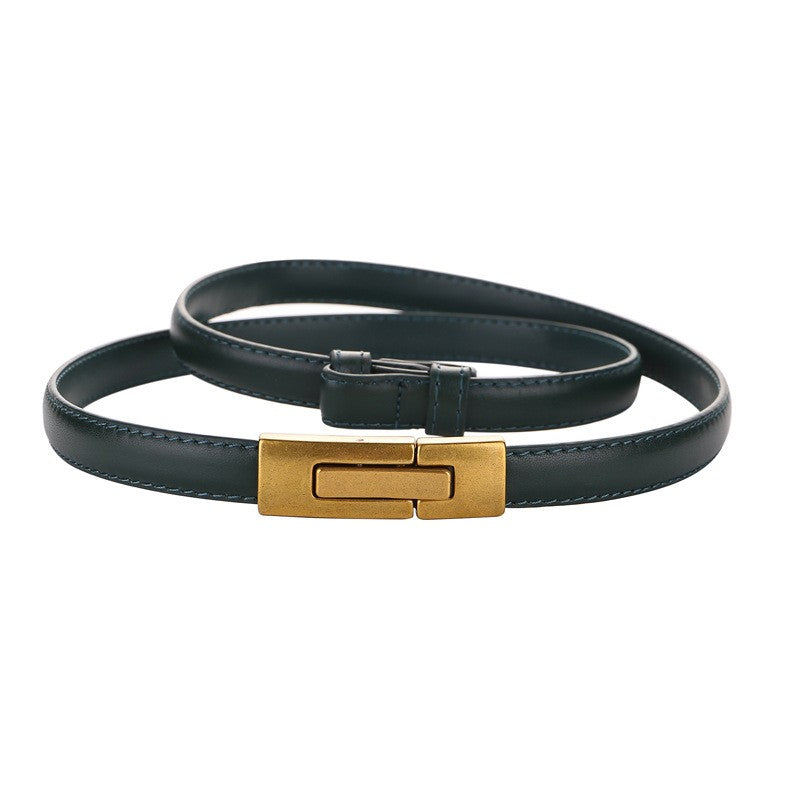 Calira Slim Leather Buckle Belt