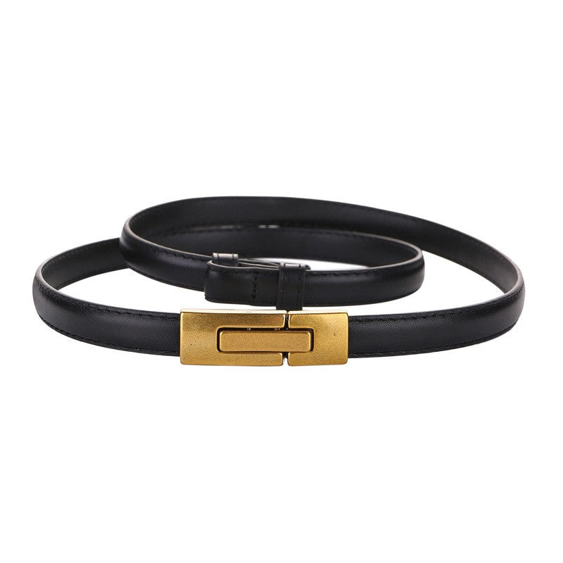Calira Slim Leather Buckle Belt