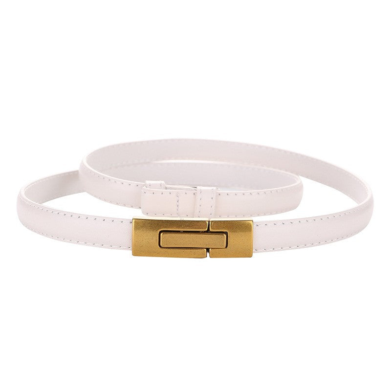 Calira Slim Leather Buckle Belt