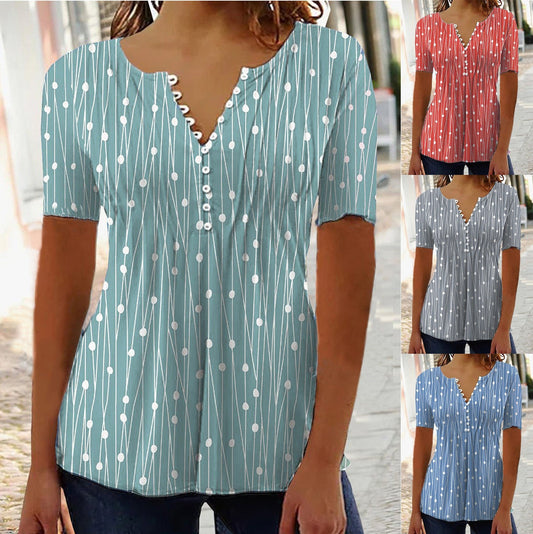 Elara Polka Dot V-Neck Blouse