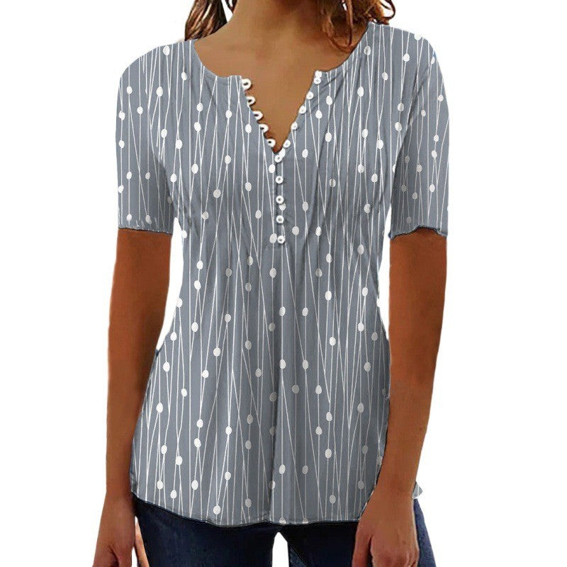 Elara Polka Dot V-Neck Blouse