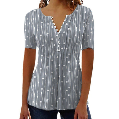 Elara Polka Dot V-Neck Blouse