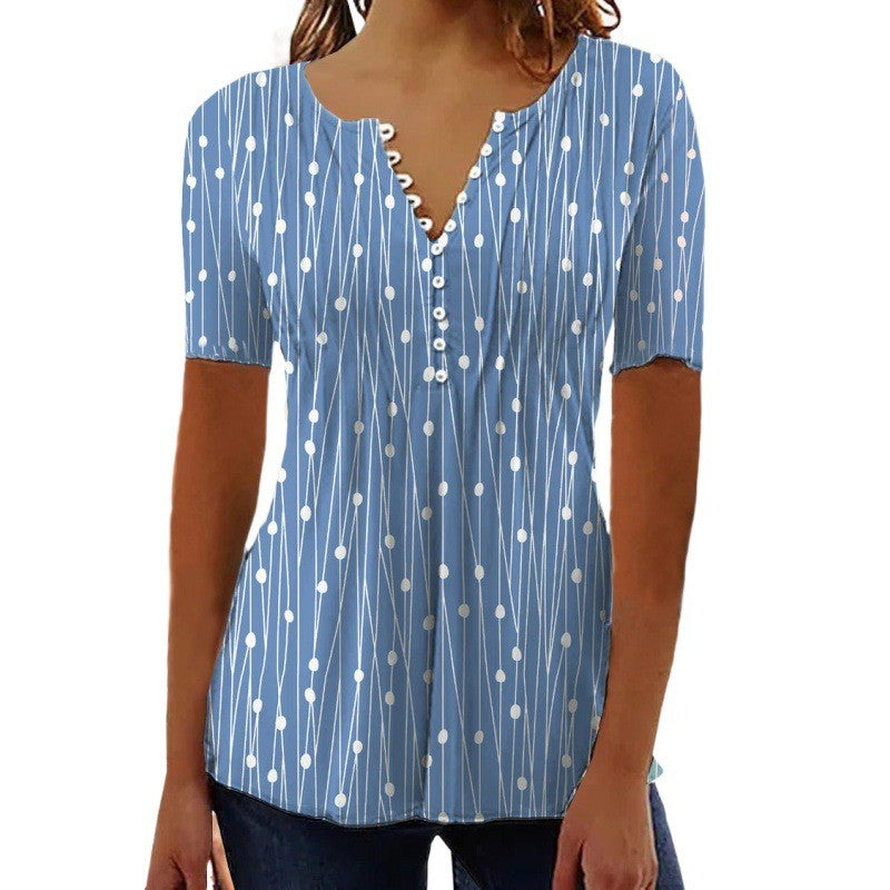 Elara Polka Dot V-Neck Blouse