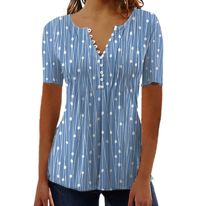 Elara Polka Dot V-Neck Blouse