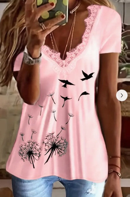 Eloria Lace Dandelion Print Tee