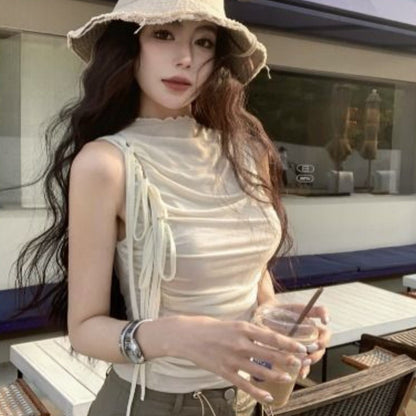 Liora Lace-Up Pleated Vest