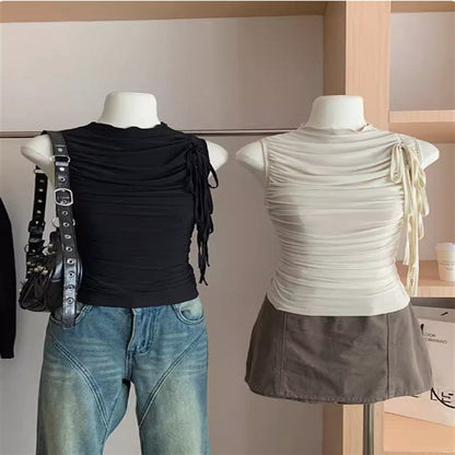 Liora Lace-Up Pleated Vest