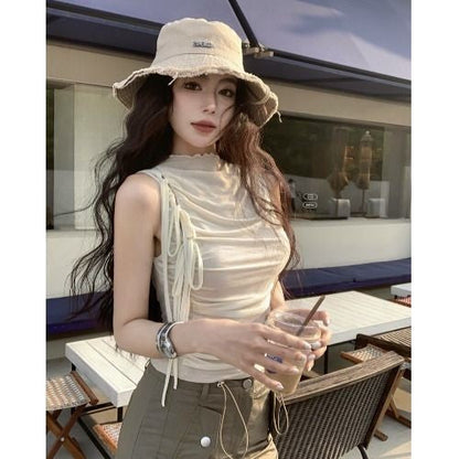 Liora Lace-Up Pleated Vest