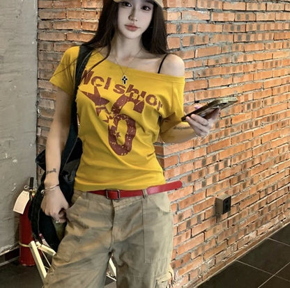 Solara One-Shoulder Print Crop Top